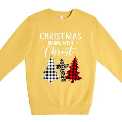 Christmas Begins With Christ Jesus Cross Christian Sweater Great Gift Premium Crewneck Sweatshirt