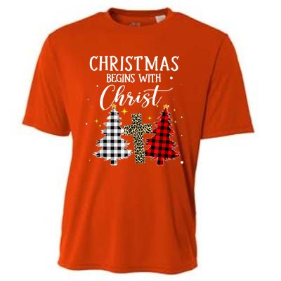 Christmas Begins With Christ Jesus Cross Christian Sweater Great Gift Cooling Performance Crew T-Shirt