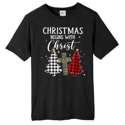 Christmas Begins With Christ Jesus Cross Christian Sweater Great Gift Tall Fusion ChromaSoft Performance T-Shirt