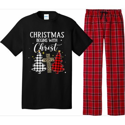 Christmas Begins With Christ Jesus Cross Christian Sweater Great Gift Pajama Set