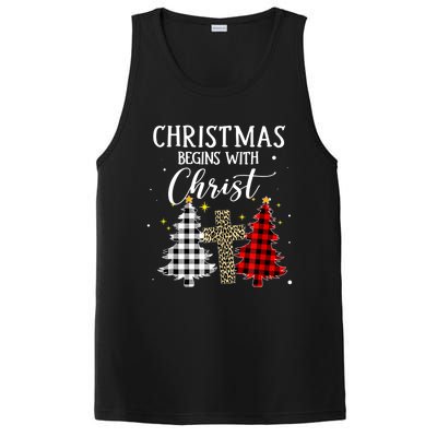 Christmas Begins With Christ Jesus Cross Christian Sweater Great Gift PosiCharge Competitor Tank