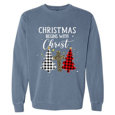 Christmas Begins With Christ Jesus Cross Christian Sweater Great Gift Garment-Dyed Sweatshirt