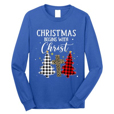 Christmas Begins With Christ Jesus Cross Christian Sweater Great Gift Long Sleeve Shirt