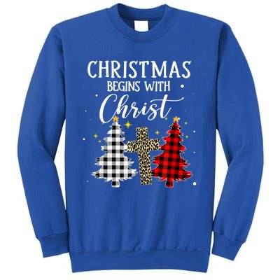 Christmas Begins With Christ Jesus Cross Christian Sweater Great Gift Sweatshirt