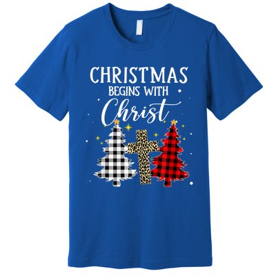 Christmas Begins With Christ Jesus Cross Christian Sweater Great Gift Premium T-Shirt