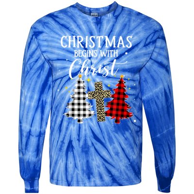 Christmas Begins With Christ Jesus Cross Christian Sweater Great Gift Tie-Dye Long Sleeve Shirt