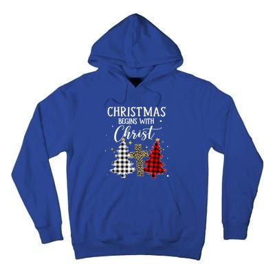 Christmas Begins With Christ Jesus Cross Christian Sweater Great Gift Tall Hoodie