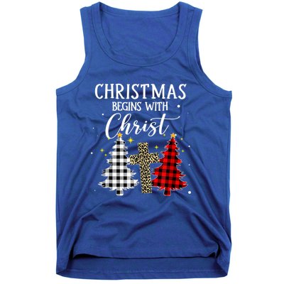 Christmas Begins With Christ Jesus Cross Christian Sweater Great Gift Tank Top