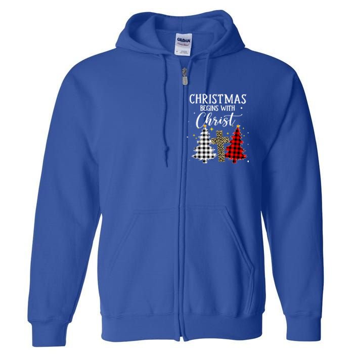 Christmas Begins With Christ Jesus Cross Christian Sweater Great Gift Full Zip Hoodie