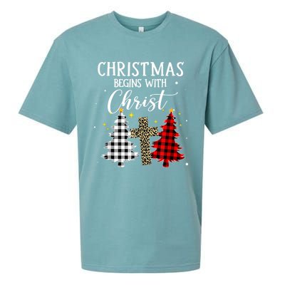 Christmas Begins With Christ Jesus Cross Christian Sweater Great Gift Sueded Cloud Jersey T-Shirt