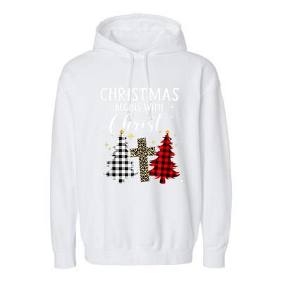 Christmas Begins With Christ Jesus Cross Christian Sweater Great Gift Garment-Dyed Fleece Hoodie