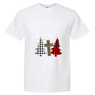 Christmas Begins With Christ Jesus Cross Christian Sweater Great Gift Garment-Dyed Heavyweight T-Shirt