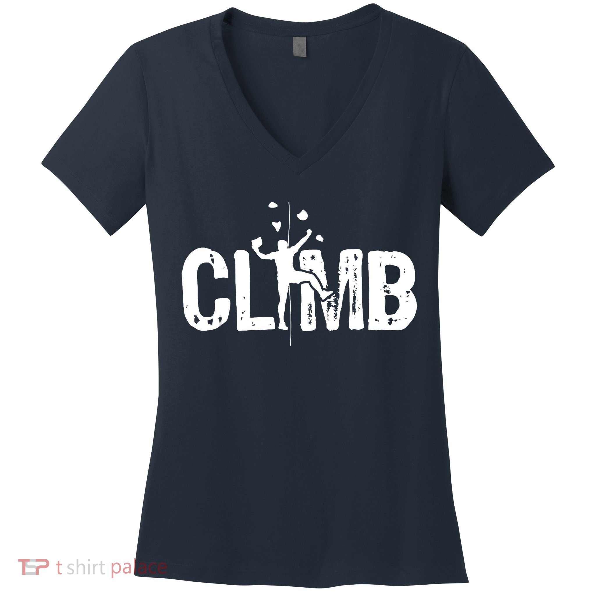 Climb Bouldering Wall Climber Rock Climbing Mountaineer Women's V-Neck T-Shirt