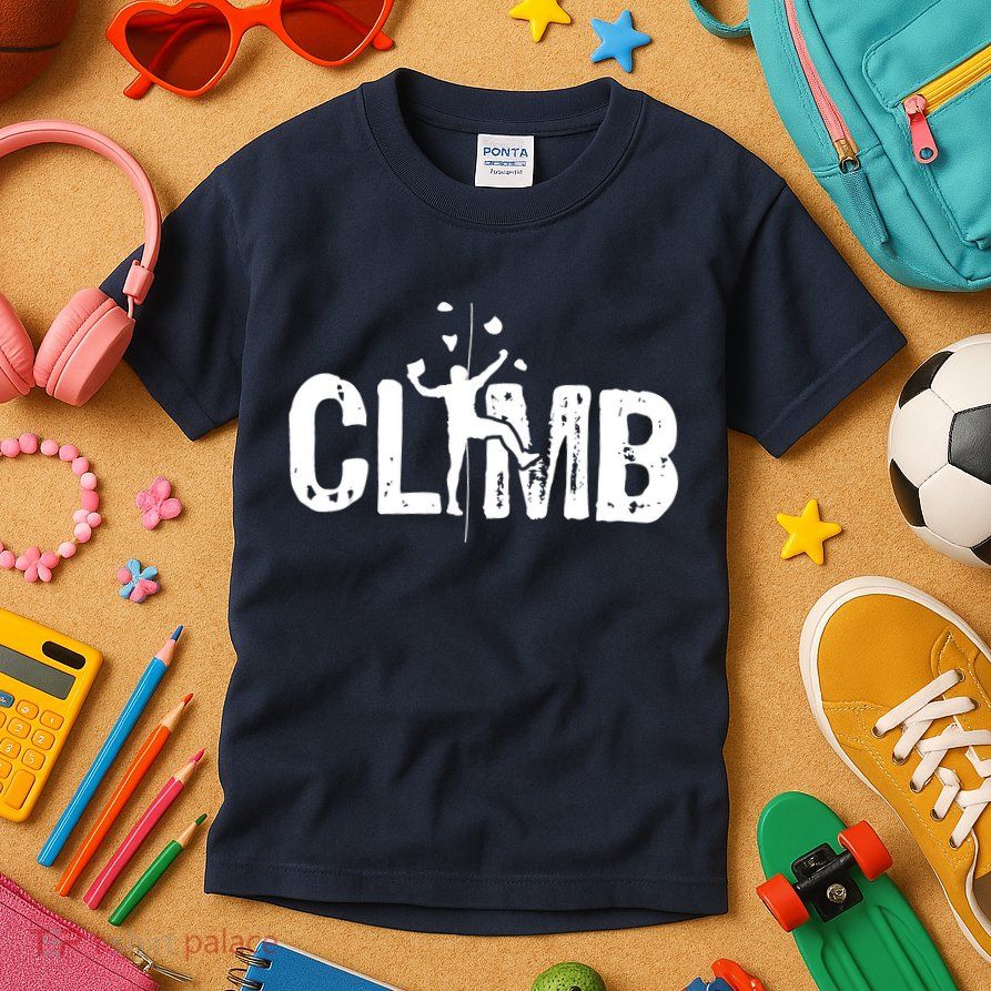Climb Bouldering Wall Climber Rock Climbing Mountaineer Kids T-Shirt