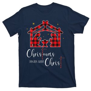 Christmas Begins With Christ Jesus Cross Christian Pajama T-Shirt