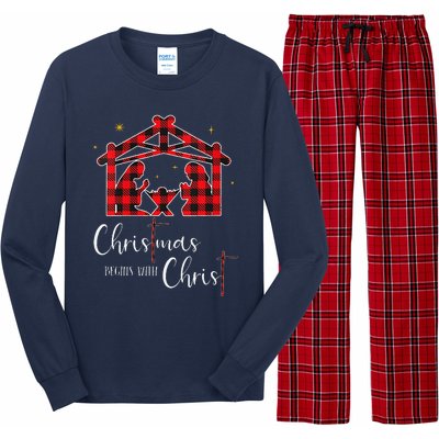 Christmas Begins With Christ Jesus Cross Christian Pajama Long Sleeve Pajama Set