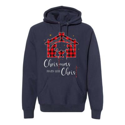 Christmas Begins With Christ Jesus Cross Christian Pajama Premium Hoodie