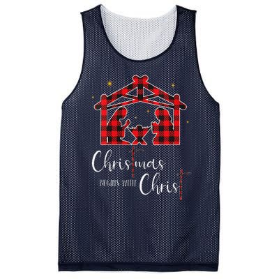 Christmas Begins With Christ Jesus Cross Christian Pajama Mesh Reversible Basketball Jersey Tank