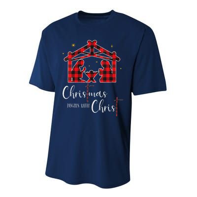 Christmas Begins With Christ Jesus Cross Christian Pajama Performance Sprint T-Shirt