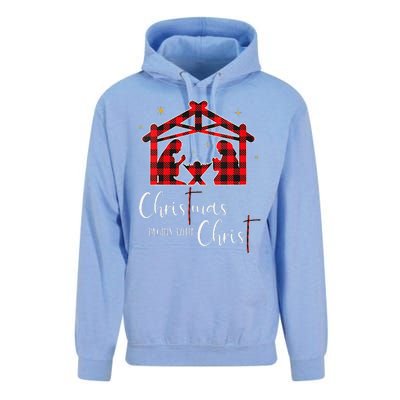 Christmas Begins With Christ Jesus Cross Christian Pajama Unisex Surf Hoodie