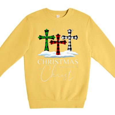 Christmas Begins With Christ Jesus Cross Christian Pajama Premium Crewneck Sweatshirt