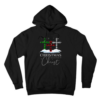 Christmas Begins With Christ Jesus Cross Christian Pajama Hoodie