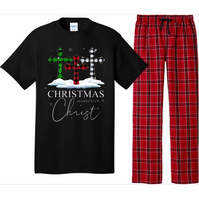 Christmas Begins With Christ Jesus Cross Christian Pajama Pajama Set