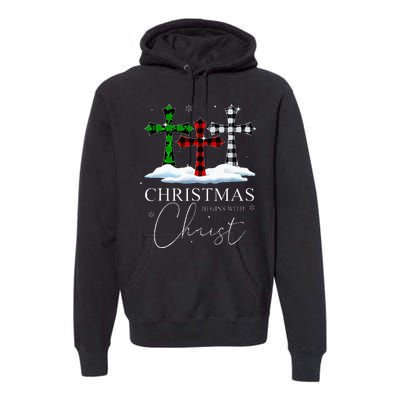 Christmas Begins With Christ Jesus Cross Christian Pajama Premium Hoodie