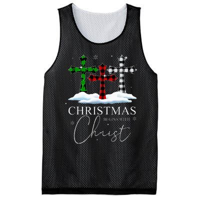 Christmas Begins With Christ Jesus Cross Christian Pajama Mesh Reversible Basketball Jersey Tank