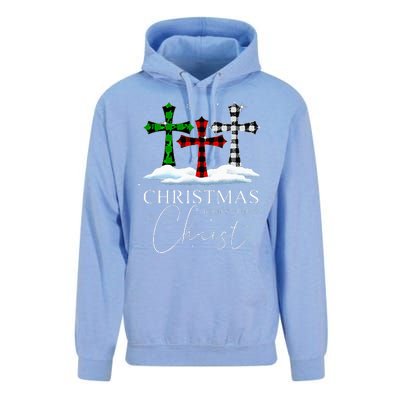 Christmas Begins With Christ Jesus Cross Christian Pajama Unisex Surf Hoodie