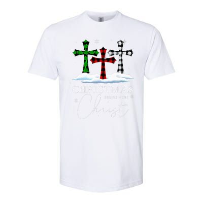 Christmas Begins With Christ Jesus Cross Christian Pajama Softstyle CVC T-Shirt