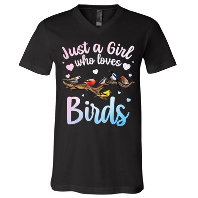 Cool Bird Watcher Art For Women Birding Nerd Birder V-Neck T-Shirt
