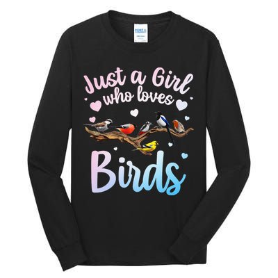 Cool Bird Watcher Art For Women Birding Nerd Birder Tall Long Sleeve T-Shirt