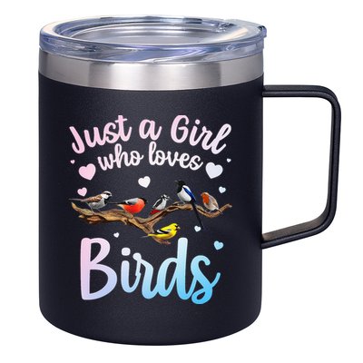 Cool Bird Watcher Art For Women Birding Nerd Birder 12oz Stainless Steel Coffee Mug