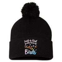 Cool Bird Watcher Art For Women Birding Nerd Birder Pom Pom 12in Knit Beanie
