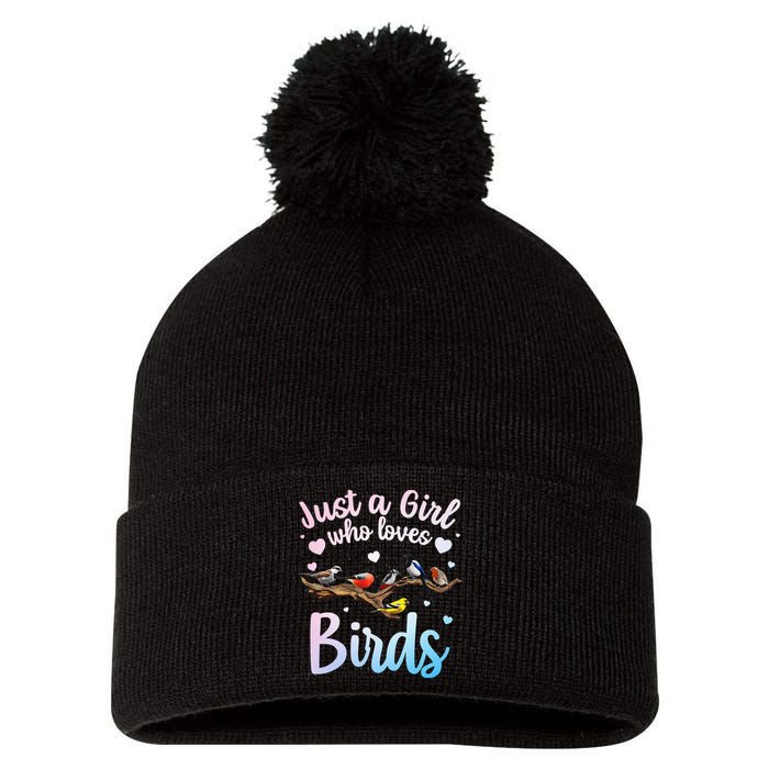 Cool Bird Watcher Art For Women Birding Nerd Birder Pom Pom 12in Knit Beanie