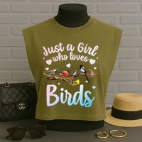 Cool Bird Watcher Art For Women Birding Nerd Birder Garment-Dyed Women's Muscle Tee