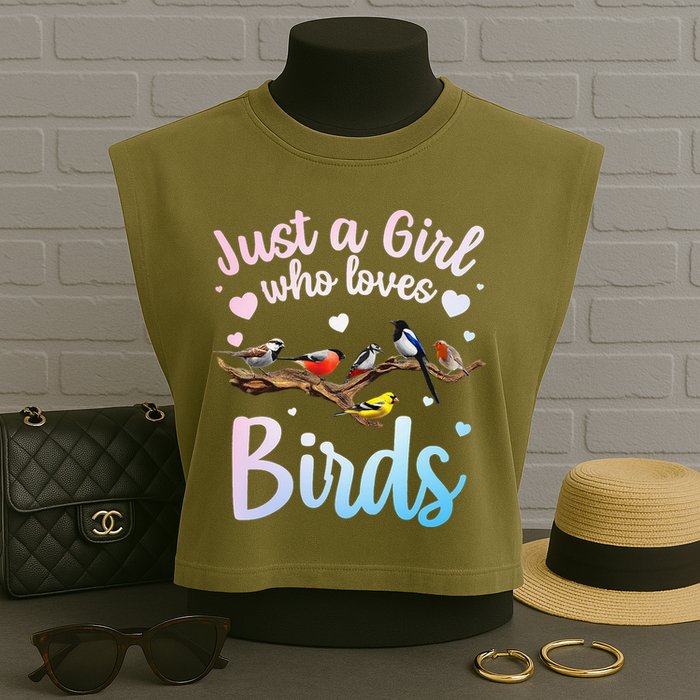 Cool Bird Watcher Art For Women Birding Nerd Birder Garment-Dyed Women's Muscle Tee