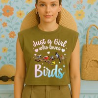 Cool Bird Watcher Art For Women Birding Nerd Birder Garment-Dyed Women's Muscle Tee