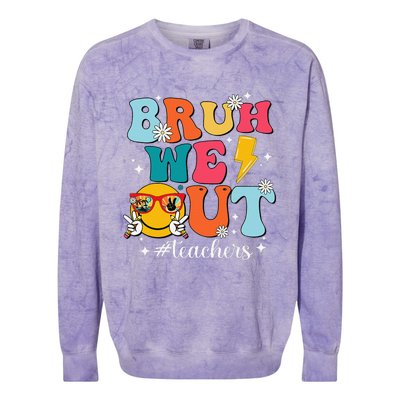 Cute Bruh We Out End Of School Year Teacher Summer Teachers Colorblast Crewneck Sweatshirt