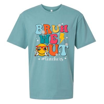 Cute Bruh We Out End Of School Year Teacher Summer Teachers Sueded Cloud Jersey T-Shirt