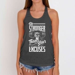 Calisthenics Body Workout Be Stronger Than Your Excuses Great Gift Women's Knotted Racerback Tank