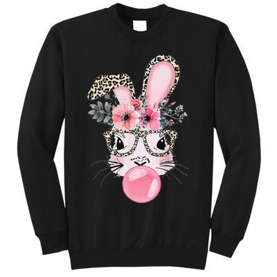Cute Bunny With Leopard Glasses Bubblegum Easter Day Gifts Sweatshirt