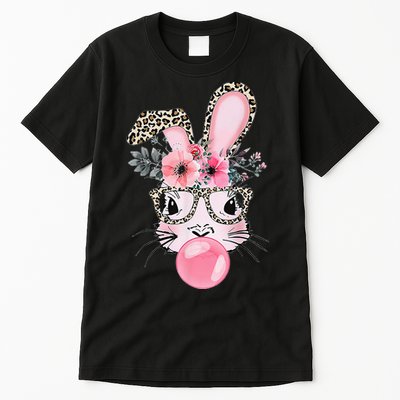 Cute Bunny With Leopard Glasses Bubblegum Easter Day Gifts Tall T-Shirt