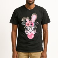 Cute Bunny With Leopard Glasses Bubblegum Easter Day Gifts Tall T-Shirt