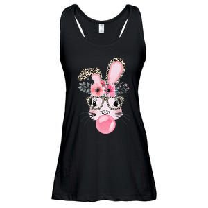 Cute Bunny With Leopard Glasses Bubblegum Easter Day Gifts Ladies Essential Flowy Tank