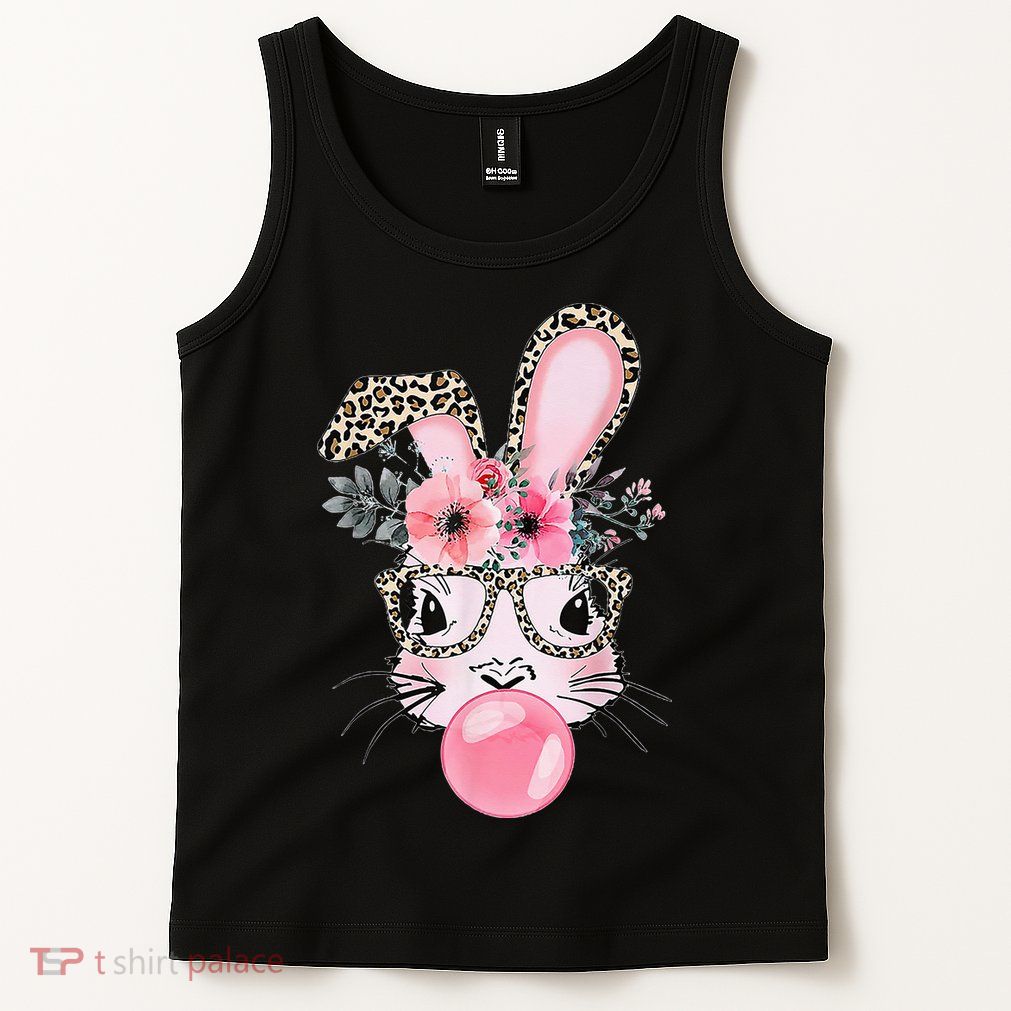Cute Bunny With Leopard Glasses Bubblegum Easter Day Gifts Tank Top