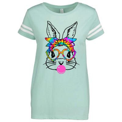 Cute Bunny With Bandana Heart Glasses Bubblegum Easter Day Enza Ladies Jersey Football T-Shirt