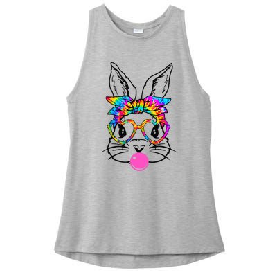 Cute Bunny With Bandana Heart Glasses Bubblegum Easter Day Ladies PosiCharge Tri-Blend Wicking Tank