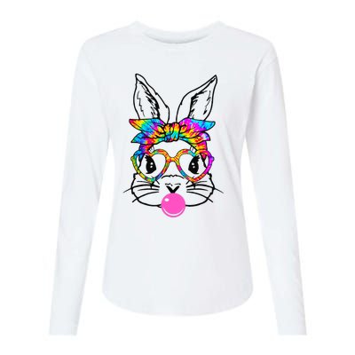 Cute Bunny With Bandana Heart Glasses Bubblegum Easter Day Womens Cotton Relaxed Long Sleeve T-Shirt